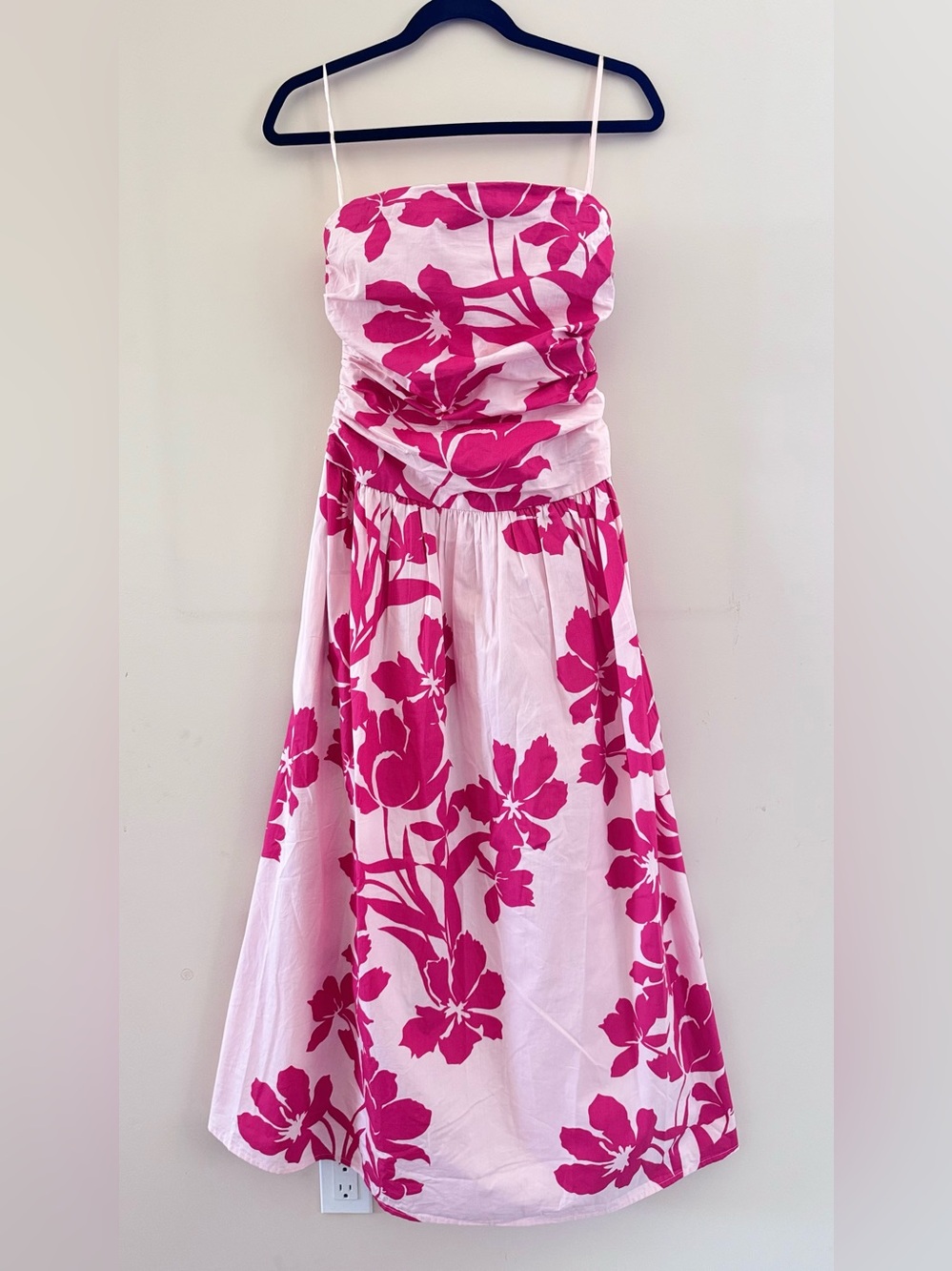 Band Of The Free Pink and Fuchsia Floral Strapless Dress With Pockets